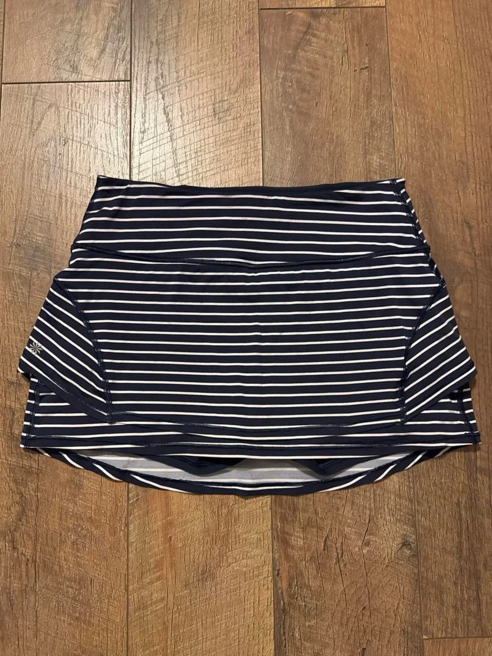 Athleta Navy and White Striped Skort